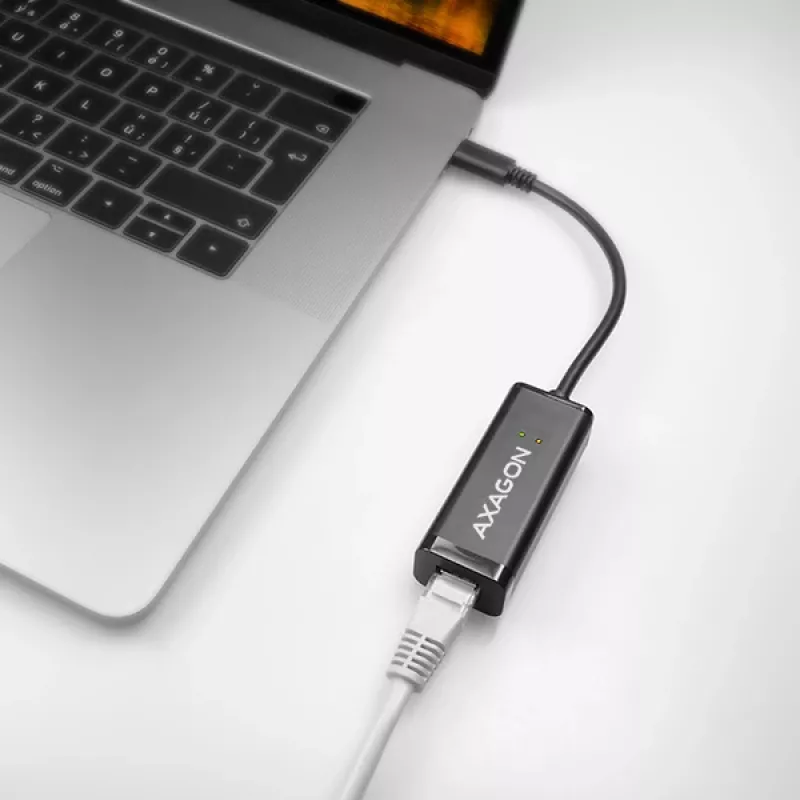Axagon ADE-SRC USB-C Gigabit-Ethernet-Adapter, kabelgebunden, USB Typ-C, Ethernet, 1000 Mbit/s, Schwarz