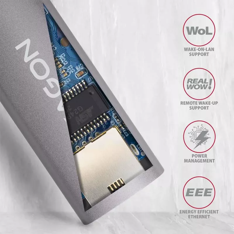AXAGON USB 3.2 Gen 1 Type-A auf Gigabit Ethernet Adapter ADE-TR — 10/100/1000 Mbps, Metall Titan Grau, 5000 Mbit/s