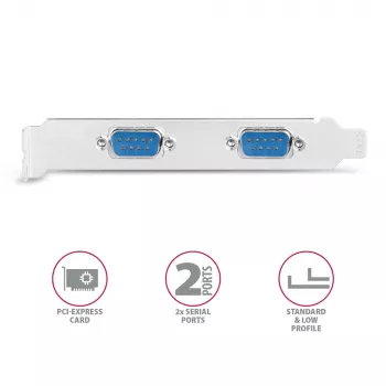 Axagon PCEA-S2N PCIe - 2x serielle Schn. 250 kbps Adapter mit SP & LP