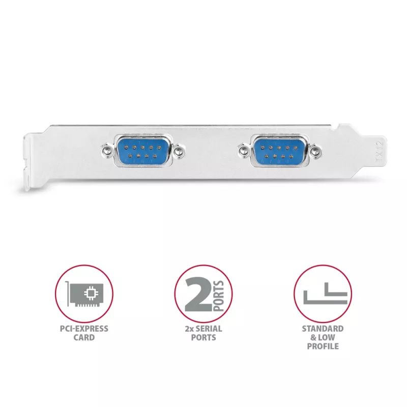 Axagon PCEA-S2N PCIe - 2x serielle Schn. 250 kbps Adapter mit SP & LP