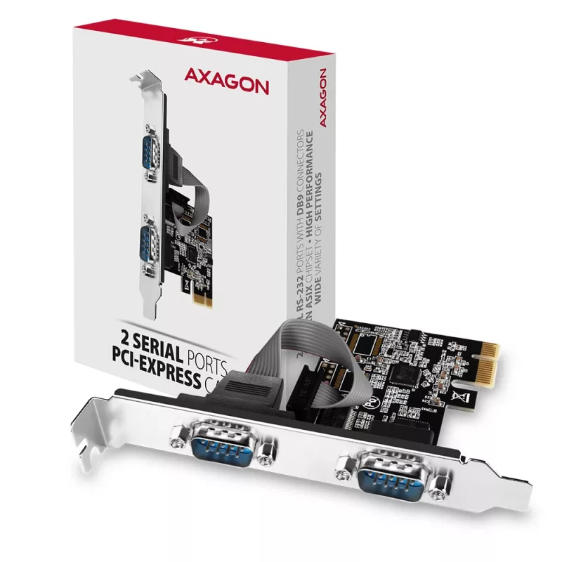 Axagon PCEA-S2N PCIe - 2x serielle Schn. 250 kbps Adapter mit SP & LP