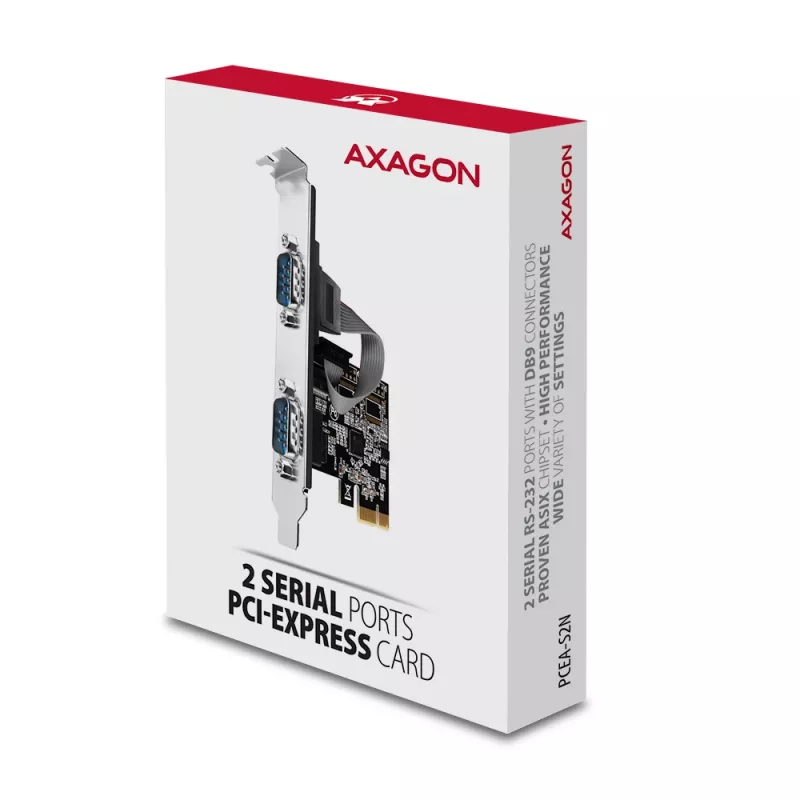 Axagon PCEA-S2N PCIe - 2x serielle Schn. 250 kbps Adapter mit SP & LP