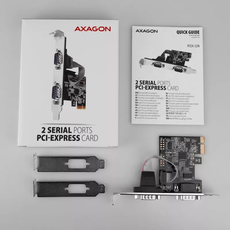 Axagon PCEA-S2N PCIe - 2x serielle Schn. 250 kbps Adapter mit SP & LP