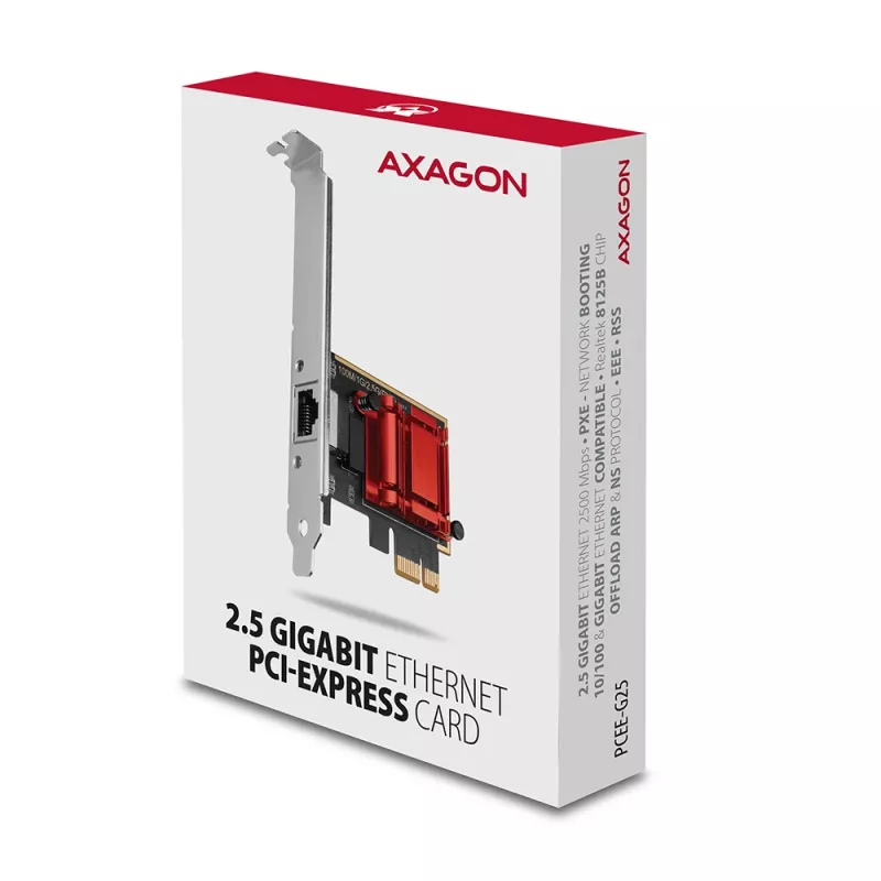Axagon PCEE-G25 PCIe - 2.5 Gigabit Ethernet Adapter Realtek 8125, PXE, mit SP & LP