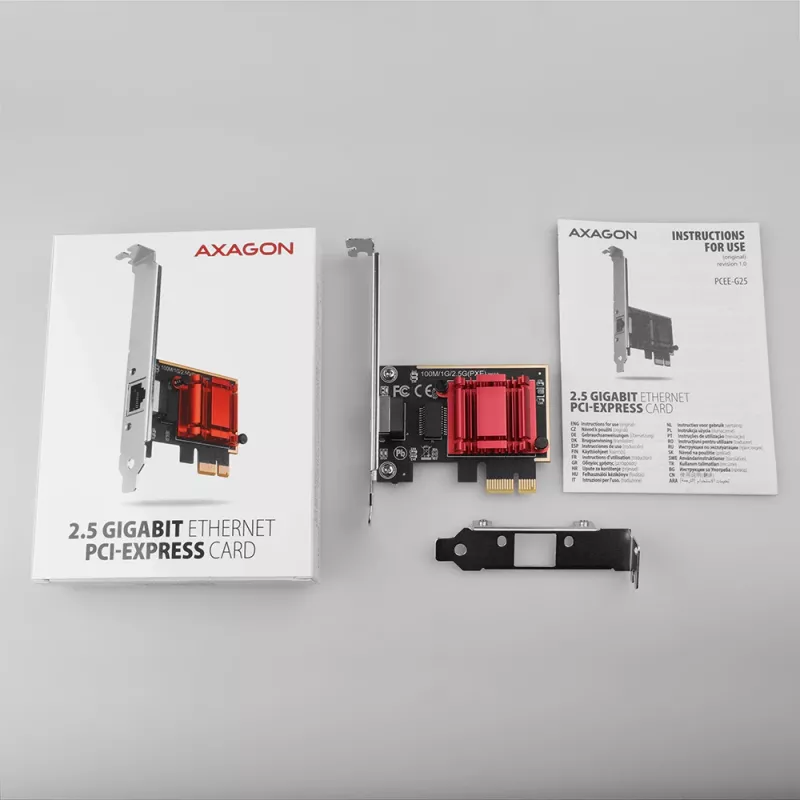 Axagon PCEE-G25 PCIe - 2.5 Gigabit Ethernet Adapter Realtek 8125, PXE, mit SP & LP
