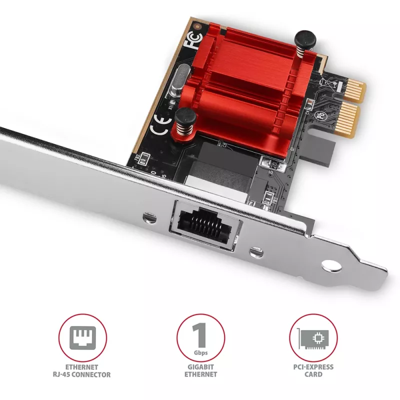 Interne Netzwerkkarte AXAGON PCEE-GIX — PCI Express, Ethernet, 5000 Mbit/s, IEEE 802.3/802.3ab/802.3u