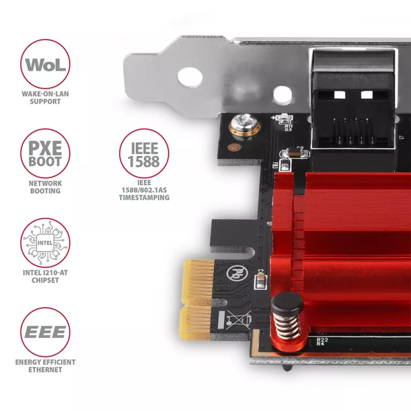Interne Netzwerkkarte AXAGON PCEE-GIX — PCI Express, Ethernet, 5000 Mbit/s, IEEE 802.3/802.3ab/802.3u