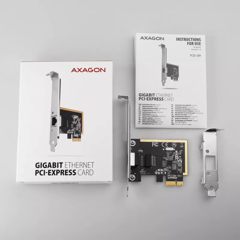 Axagon PCEE-GRF PCIe - Gigabit Ethernet Adapter Realtek 8111F inkl. SP & LP