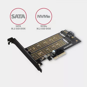 Axagon PCEM2-D PCIe x4 - M.2 NVMe M-Key + SATA B-Key Slot Adapter mit SP & LP