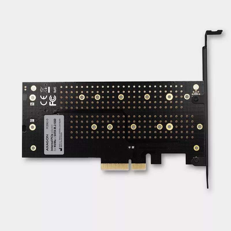 Axagon PCEM2-D PCIe x4 - M.2 NVMe M-Key + SATA B-Key Slot Adapter mit SP & LP