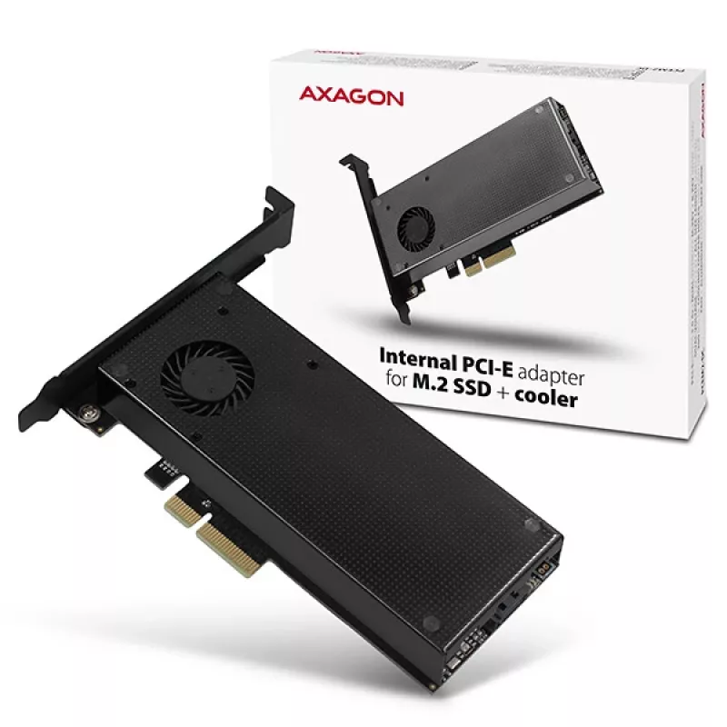 Axagon PCEM2-DC PCIe x4 - M.2 NVMe M-Key + SATA B-Key Slot Adapter mit Kühler, SP & LP