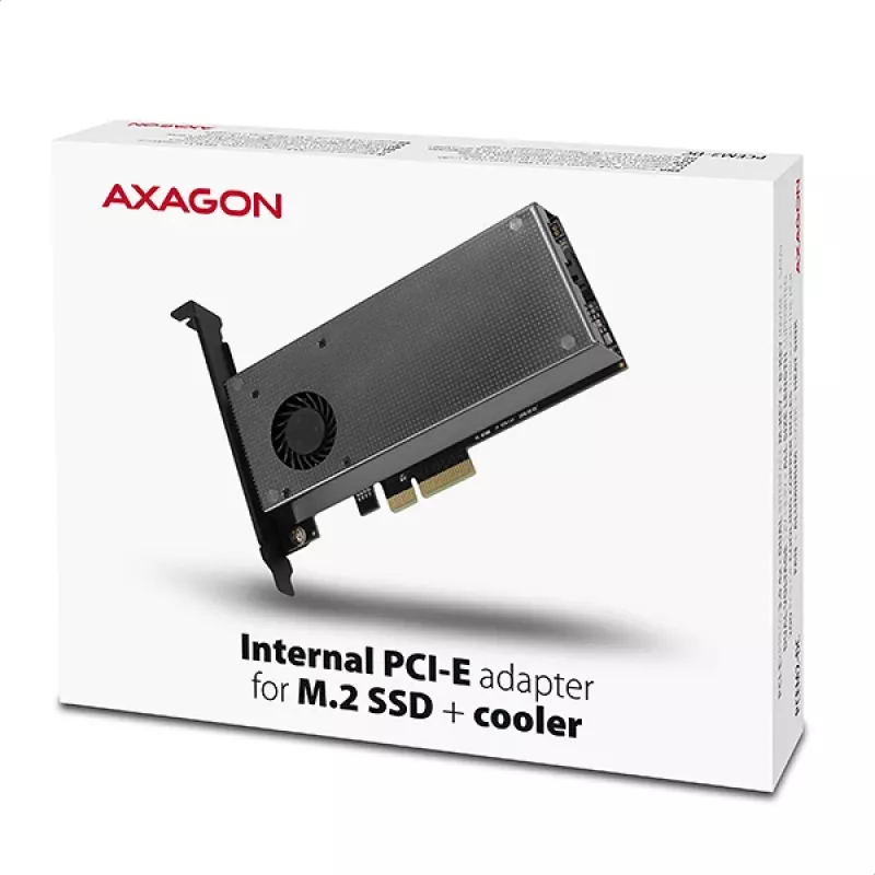 Axagon PCEM2-DC PCIe x4 - M.2 NVMe M-Key + SATA B-Key Slot Adapter mit Kühler, SP & LP