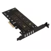 Axagon PCEM2-DC PCIe x4 - M.2 NVMe M-Key + SATA B-Key Slot Adapter mit Kühler, SP & LP