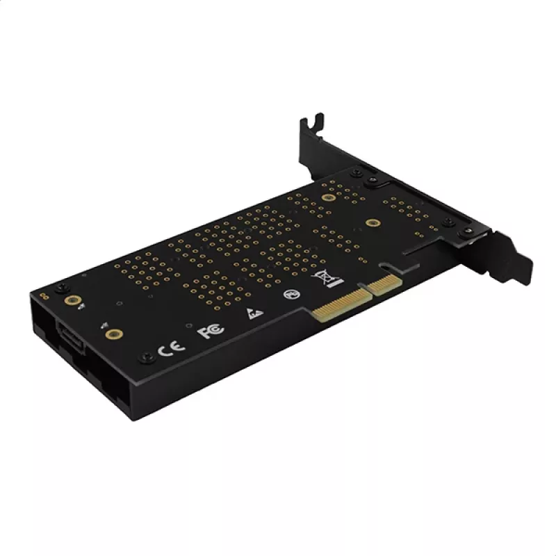 Axagon PCEM2-DC PCIe x4 - M.2 NVMe M-Key + SATA B-Key Slot Adapter mit Kühler, SP & LP