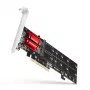 Axagon PCEM2-ND PCIe x8 - Dualer M.2 NVMe M-Key-Slot-Adapter, RAID, Dataswitch, mit SP & LP
