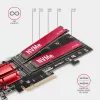 Axagon PCEM2-ND PCIe x8 - Dualer M.2 NVMe M-Key-Slot-Adapter, RAID, Dataswitch, mit SP & LP