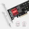 Axagon PCEM2-ND PCIe x8 - Dualer M.2 NVMe M-Key-Slot-Adapter, RAID, Dataswitch, mit SP & LP