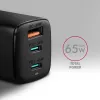 Axagon ACU-DPQ65 GaN-Wandladegerät 65W, 3 Anschlüsse (USB-A + Dual-USB-C), PD3.0/QC4+/PPS/Apple