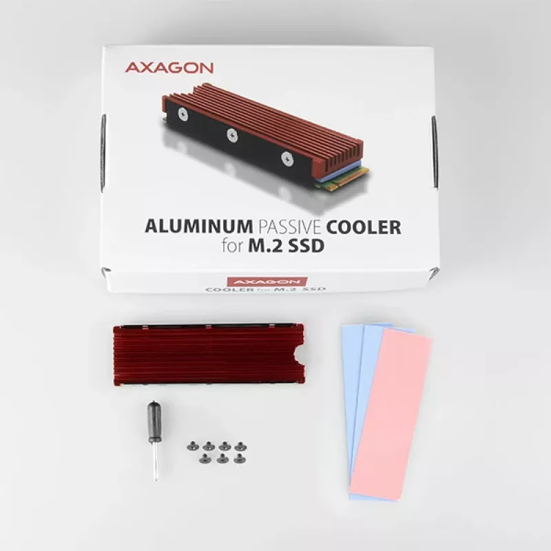 Axagon CRL-M2 Passiver Aluminium-Kühler für alle M.2 SSDs, Größe 2280, 12 mm hoch.