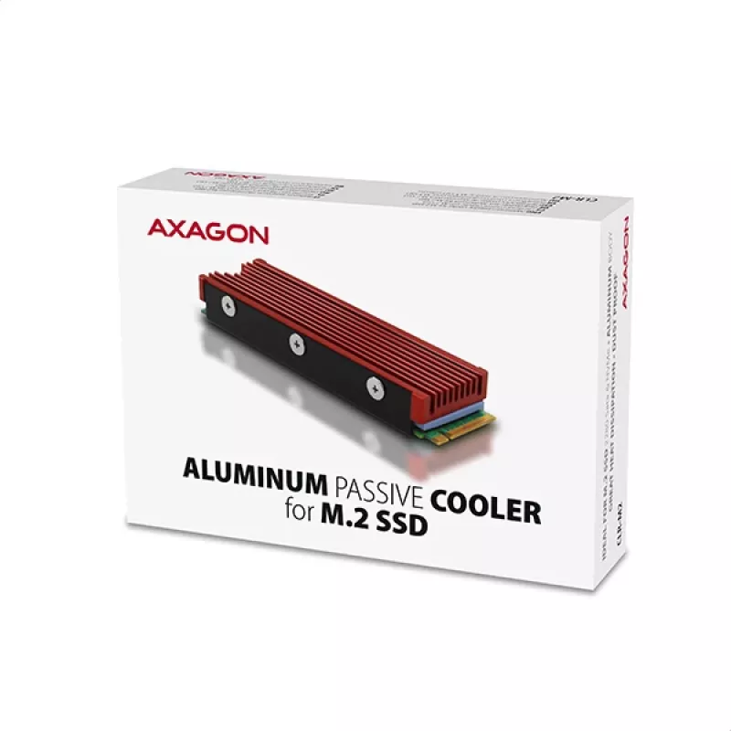 Axagon CRL-M2 Passiver Aluminium-Kühler für alle M.2 SSDs, Größe 2280, 12 mm hoch.