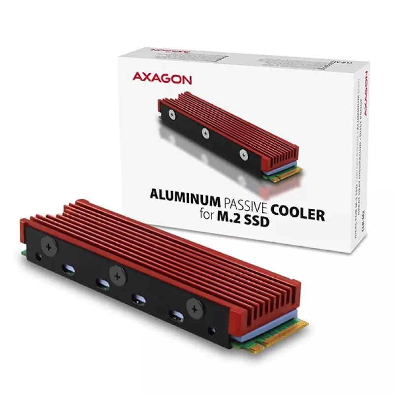 Axagon CRL-M2 Passiver Aluminium-Kühler für alle M.2 SSDs, Größe 2280, 12 mm hoch.