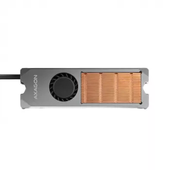 Axagon CLR-M2FAN Kupferkühlkörper mit Lüfter für einseitige und doppelseitige M.2-SSD-Laufwerke, Größe 2280, Höhe 13 mm.