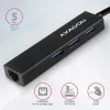 Axagon HMA-GL3A Multiport-Hub USB 3.0 Typ A Gbit-LAN 3x USB-A microSD Kabelgebunden USB 3.2 Gen 1 (3.1 Gen 1) Type-A Schwarz