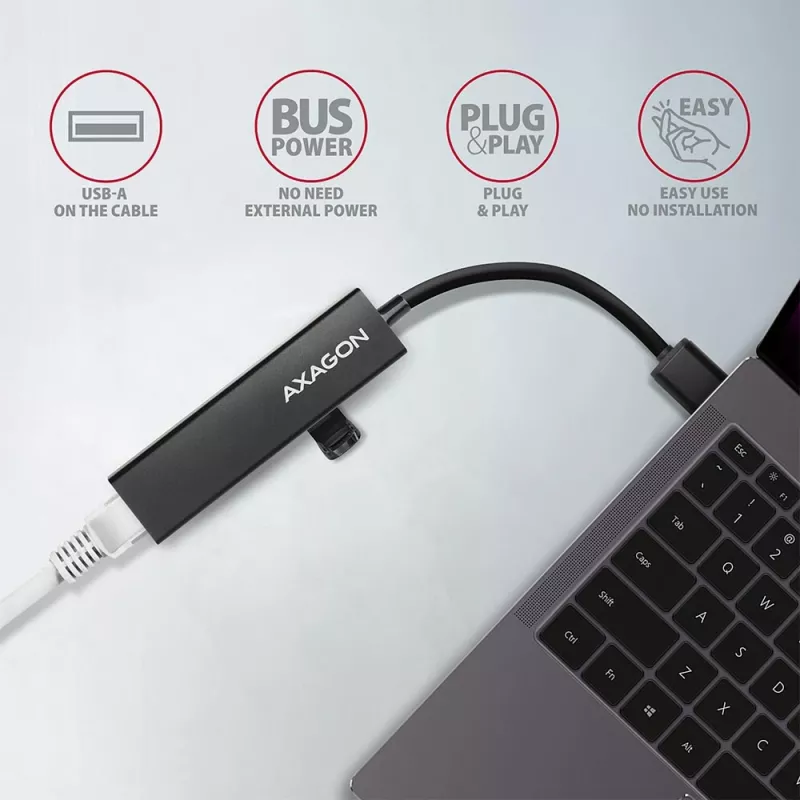 Axagon HMA-GL3A Multiport-Hub USB 3.0 Typ A Gbit-LAN 3x USB-A microSD Kabelgebunden USB 3.2 Gen 1 (3.1 Gen 1) Type-A Schwarz