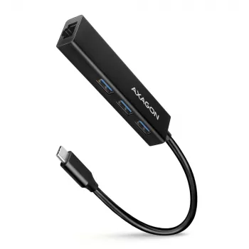 USB-C Hub Axagon HMC-GL3A 3x USB-A Gbit-LAN Schwarz