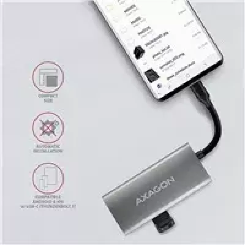 AXAGON HMC-4G2, USB-C 3.2 Gen 2 10 Gb/s Hub, Anschlüsse 2x USB-A + 2x USB-C, Kabel USB-C 13cm