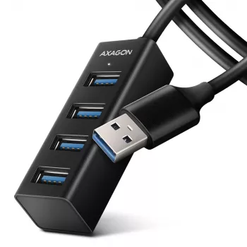 Axagon HUE-M1AL 4x USB 3.2 Gen 1 MINI-Hub, Metall, 1,2 m USB-A-Kabel