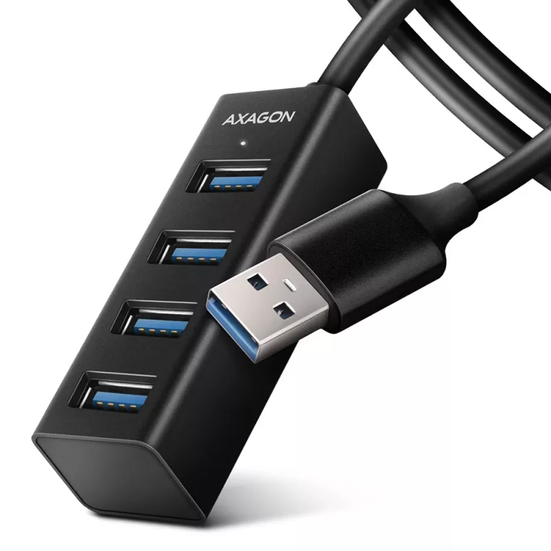 Axagon HUE-M1AL 4x USB 3.2 Gen 1 MINI-Hub, Metall, 1,2 m USB-A-Kabel
