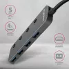 Axagon HUE-MSA Superspeed USB-A Switch Hub 4x USB 3.0 Aktiv - 20cm Schwarz USB 3.2 Gen 1 (3.1 Gen 1) Type-A 5000 Mbit/s Grau