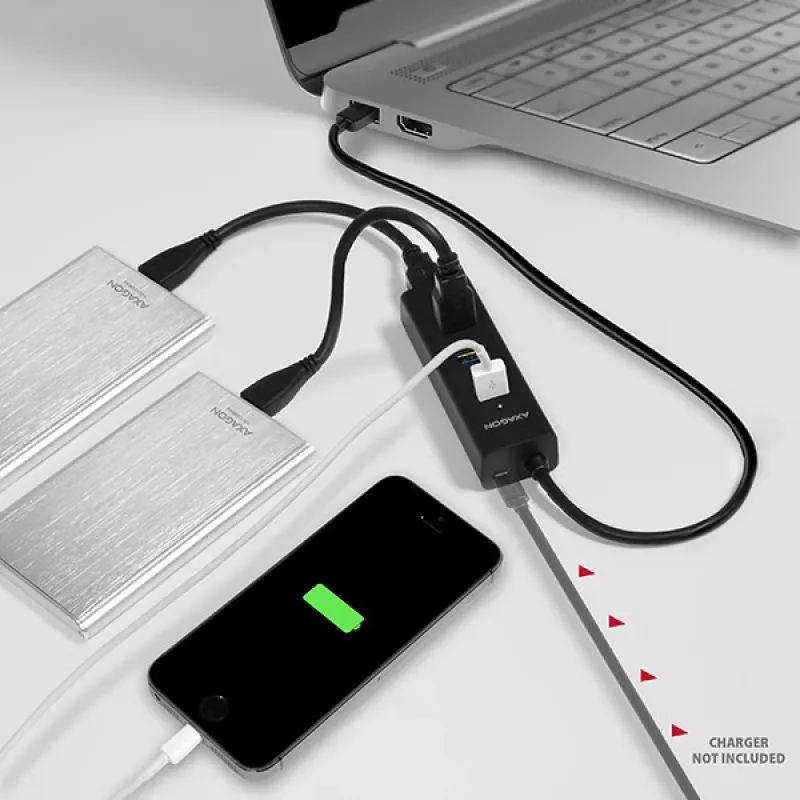 Axagon HUE-S2B 4x USB 3.0 CHARGING Hub, Stromversorgung über Micro-USB