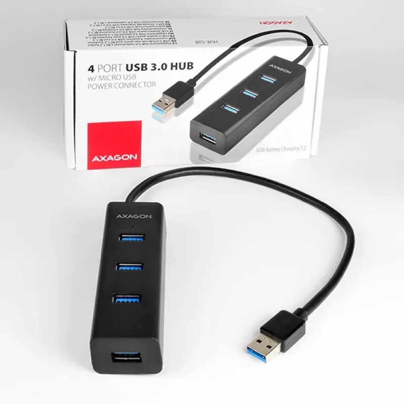 Axagon HUE-S2B 4x USB 3.0 CHARGING Hub, Stromversorgung über Micro-USB