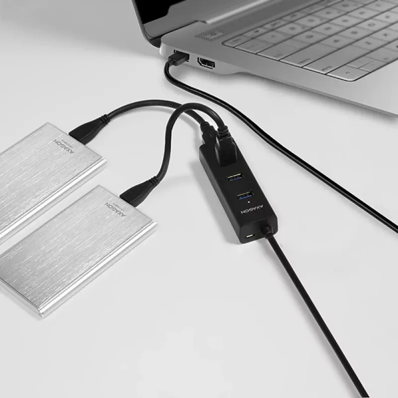 Axagon HUE-S2BL 4x USB 3.0 CHARGING Hub mit 1,2 m Kabel, Stromversorgung über Micro-USB