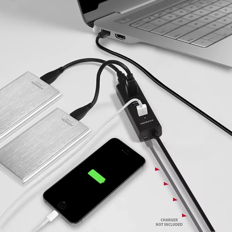 Axagon HUE-S2BL 4x USB 3.0 CHARGING Hub mit 1,2 m Kabel, Stromversorgung über Micro-USB