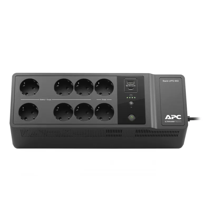 APC Back-UPS BE850G2-GR - Notstromversorgung 8 Steckdosen, 850VA, 2 USB-Ladegeräte, 1 USB-Datenanschluss