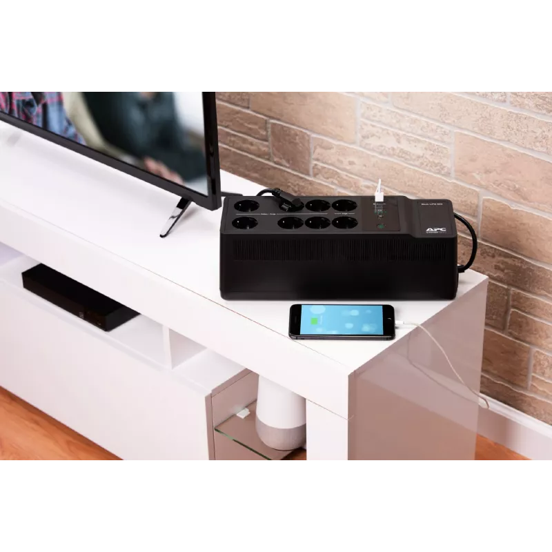 APC Back-UPS BE850G2-GR - Notstromversorgung 8 Steckdosen, 850VA, 2 USB-Ladegeräte, 1 USB-Datenanschluss