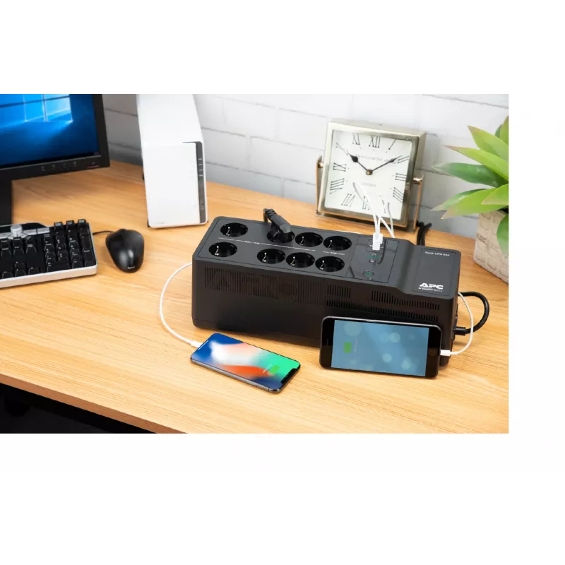 APC Back-UPS BE850G2-GR - Notstromversorgung 8 Steckdosen, 850VA, 2 USB-Ladegeräte, 1 USB-Datenanschluss