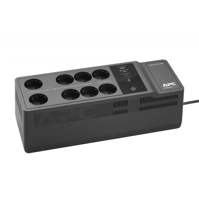 APC Back-UPS BE850G2-GR - Notstromversorgung 8 Steckdosen, 850VA, 2 USB-Ladegeräte, 1 USB-Datenanschluss