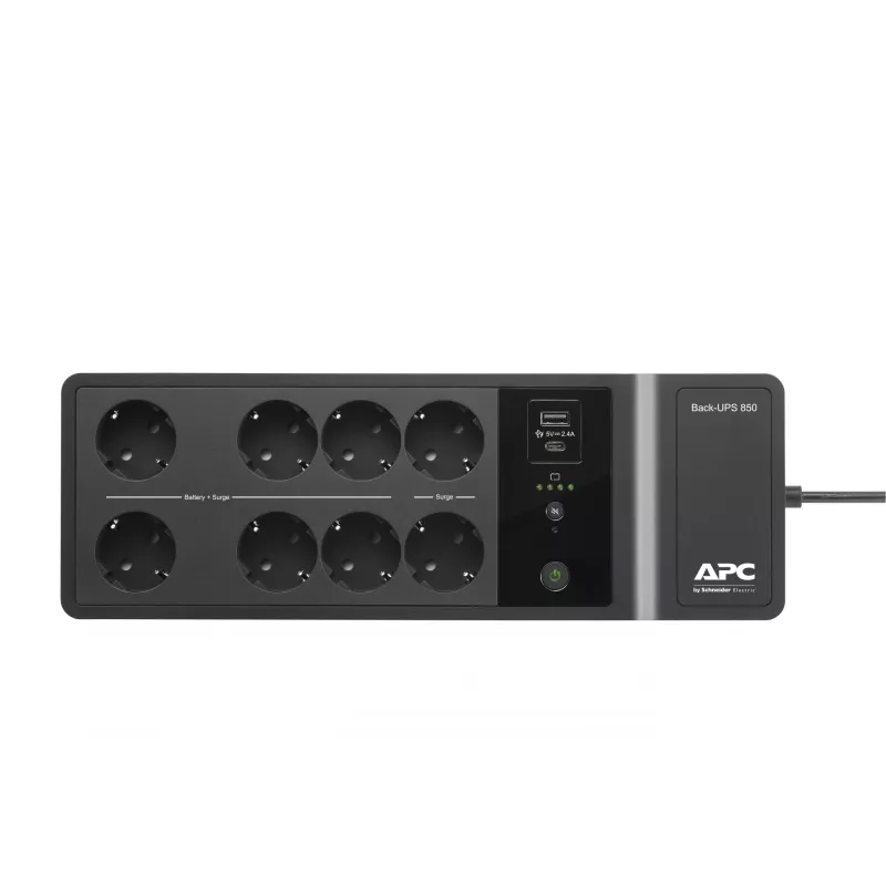 APC Back-UPS BE850G2-GR - Notstromversorgung 8 Steckdosen, 850VA, 2 USB-Ladegeräte, 1 USB-Datenanschluss