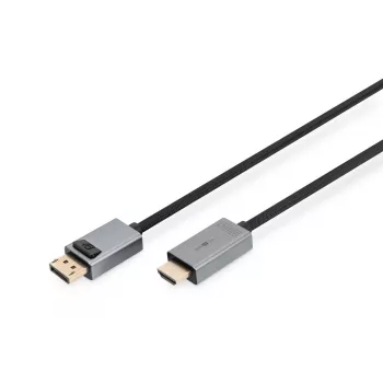 DIGITUS DP-zu-HDMI-Kabel mit LED 4K/30Hz, 2m Aluminiumgehäuse, vergoldet, unterstützt 4K30Hz