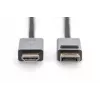 DIGITUS DP-auf-HDMI-Kabel mit LED 4K/30Hz, 3m, Aluminiumgehäuse, vergoldet, unterstützt 4K30Hz