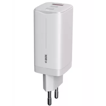 IBOX mobiles Ladegerät ILUC65W, 65W, 2x USB-C + 1x USB-A, weiß, 1,5 m Kabel