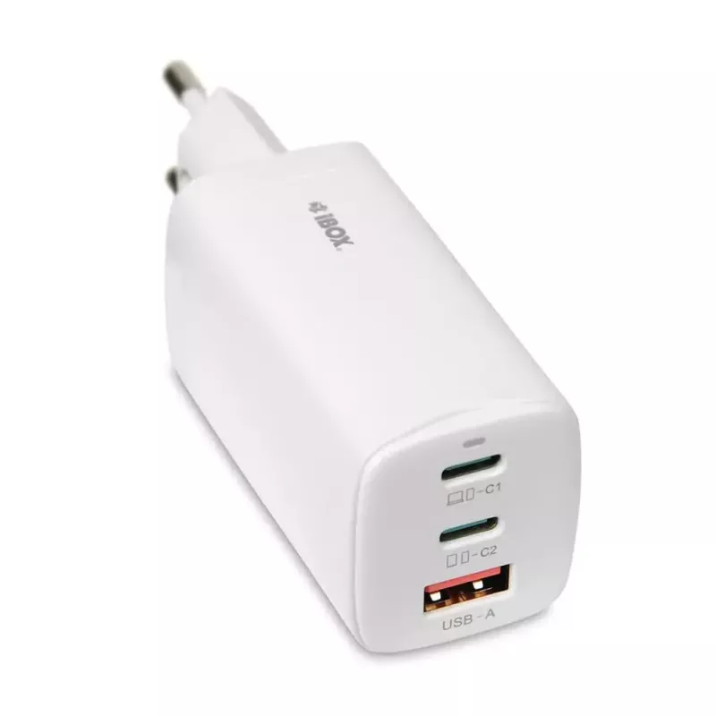 IBOX mobiles Ladegerät ILUC65W, 65W, 2x USB-C + 1x USB-A, weiß, 1,5 m Kabel