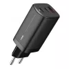 AC-Ladegerät für Mobilgeräte IBOX ILUC65B — 65 W, 3x USB (2x USB‑A Gen1, 1x USB‑C), schwarz, 100–240 V