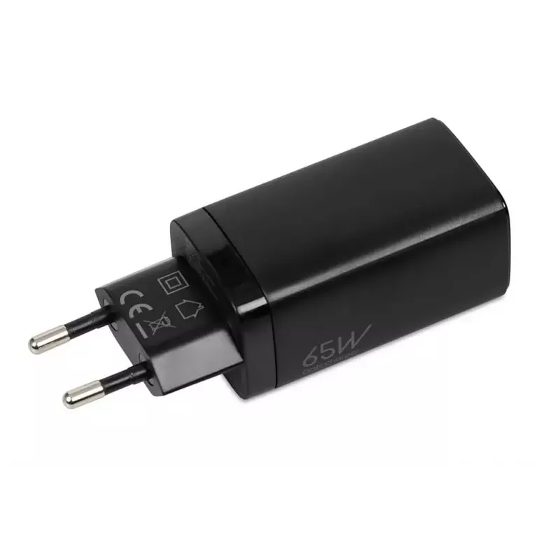 AC-Ladegerät für Mobilgeräte IBOX ILUC65B — 65 W, 3x USB (2x USB‑A Gen1, 1x USB‑C), schwarz, 100–240 V
