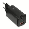 AC-Ladegerät für Mobilgeräte IBOX ILUC65B — 65 W, 3x USB (2x USB‑A Gen1, 1x USB‑C), schwarz, 100–240 V