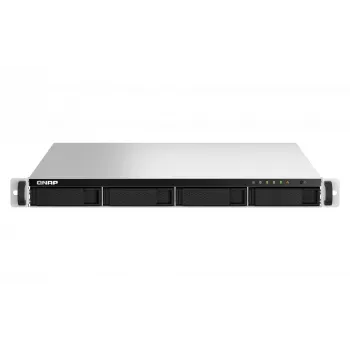 QNAP TS-464U-RP NAS Rack (1U) Intel® Celeron® N5095 8 GB DDR4 0 TB QNAP Turbo System Aluminium, Schwarz
